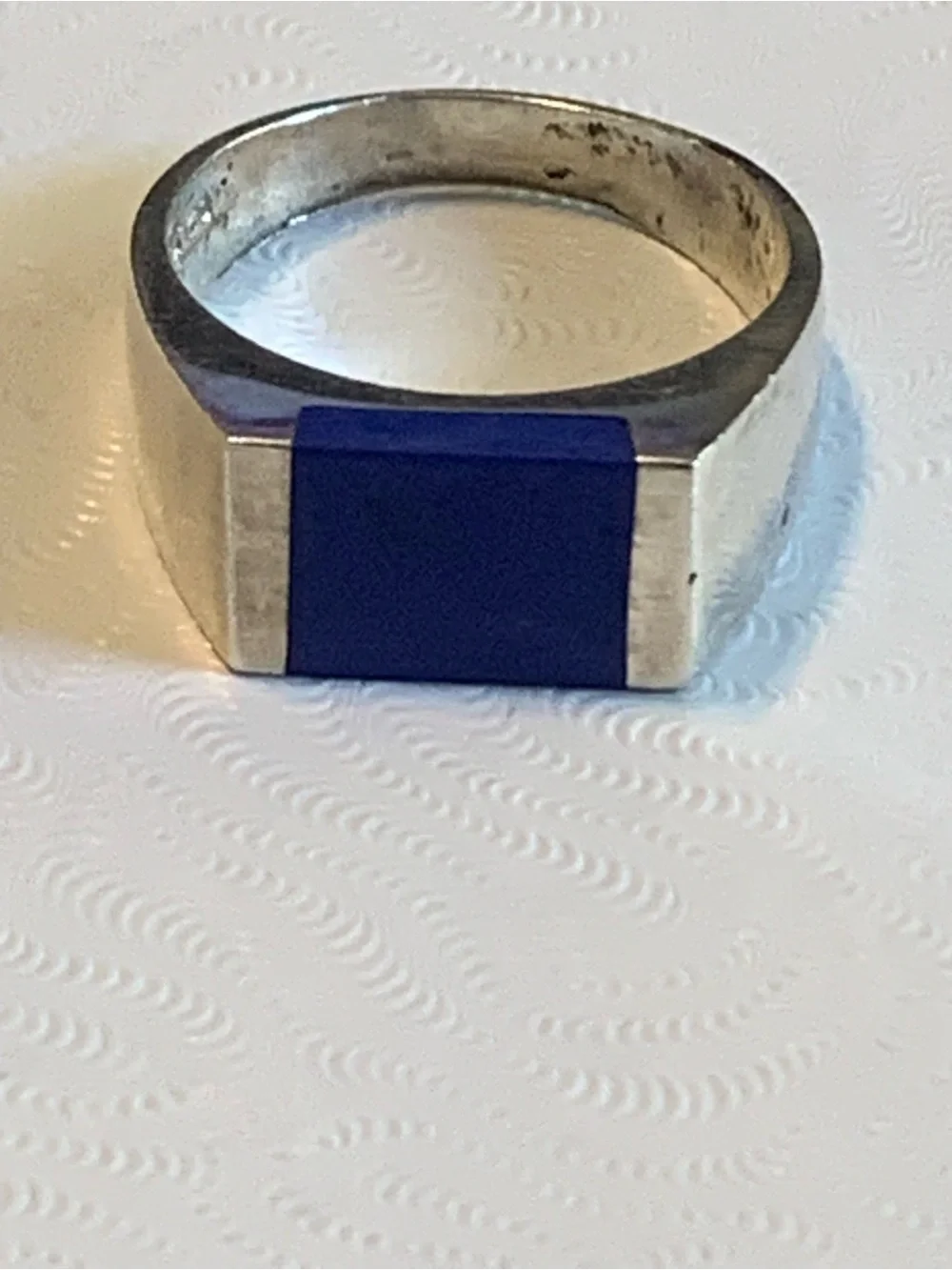 Sterling Silver Ring with Blue Inlay. So pretty size 8